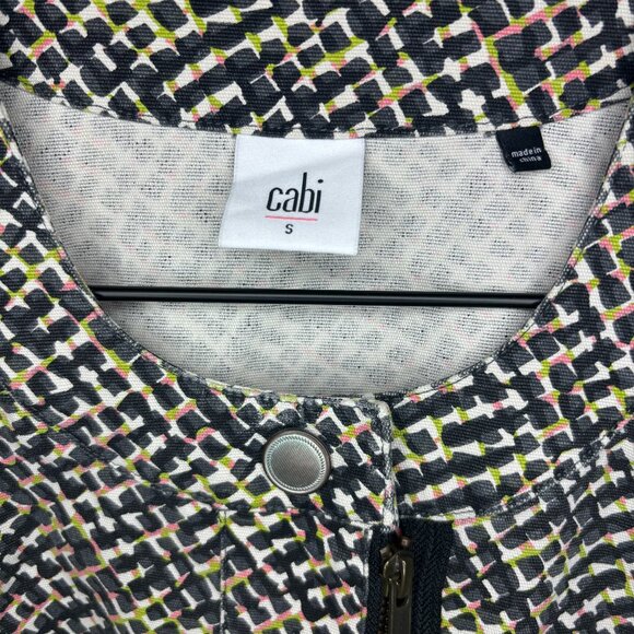 CAbi Women's Sz S Abstract Patterned Denim Lightweight Jacket - Picture 4 of 5